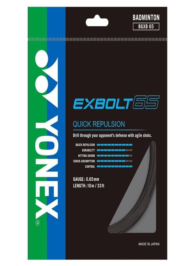 YONEX BG Exbolt 65 Badminton String | High Repulsion & Control | Durable Performance String | Quick Shuttle Response (Black)