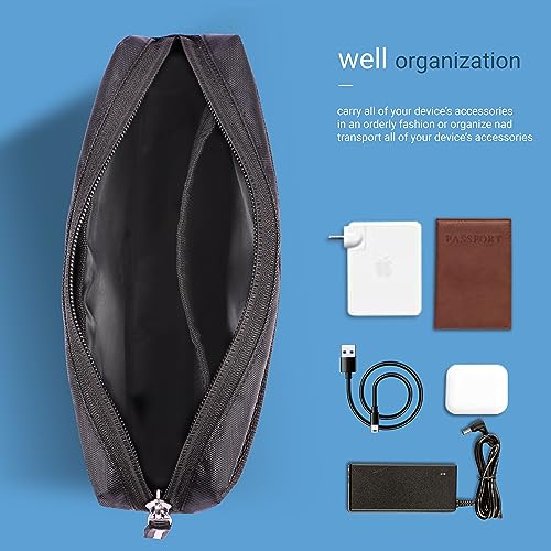 CRASOME Polyester Storage Organizer Gadget Pouch for USB Cable, Earphone, Power Bank, Charger, Hard Disk, Pen Drive, Travel Gadgets Organiser Bag, Laptop Charger Pouch (CP1-Black) - Image 2