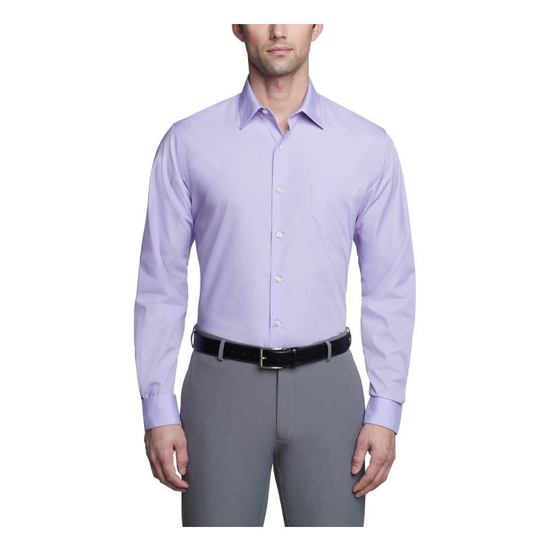 Van Heusen Men's Dress Shirt Fitted Poplin Solid, Lavender, 15.5" Neck 32"-33" Sleeve - Image 4
