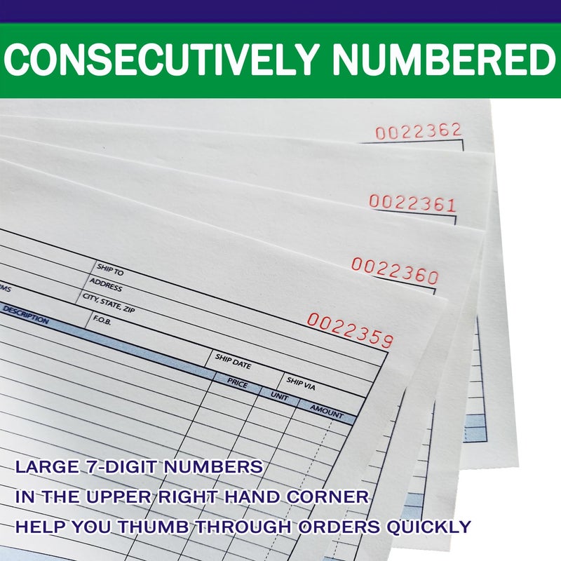 Gimehome Invoice Book 2-Part Carbonless Form Horizontal Sales Slip Features a Wraparound Cover 5-9/16 x 8-7/16 inches 50 Sets per Book(2 Pack) - Image 3