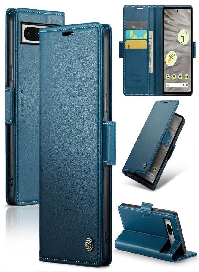 غطاء ريرزويرو لهاتف جوجل بيكسل 7A، جراب محفظة [حجب RFID]، جراب محفظة فاخر من جلد البولي يوريثان، جراب قابل للطي مع فتحة لحامل البطاقات، جراب قابل للطي لهاتف جوجل بيكسل 7A، أزرق - Image 1