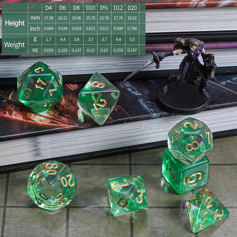CiaraQ DND Polyhedral Dice Set with a Black Dice Bag for D&D RPG MTG Role Playing Table Games - Image 3