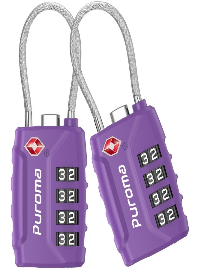 Puroma 2 Pack TSA Approved Luggage Locks, 4 Digit Combination Travel Locks Resettable Code Lock with Zinc Alloy Body for Suitcase, Toolbox, Backpack, Bag, Gym Locker (Purple) - Image 1