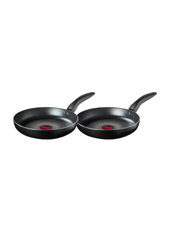 Tower SmartStart Gourmet 24cm Aluminium Frying Pan |Aeroglide PFOA Free Non-Stick Skillet | Built-In Temperature Indicator | Induction & All Hob Compatible Fry Pan | Oven & Dishwasher Safe | Black & Tower SmartStart Gourmet 32cm Aluminium Frying Pan |Aeroglide PFOA Free Non-Stick Skillet | Built-In Temperature Indicator | Induction & All Hob Compatible Fry Pan | Oven & Dishwasher Safe | Black Bundle - Image 1