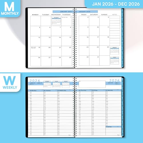 Ensight 2026 Appointment Book and Planner 6.5" x 8.5" Large Hourly Weekly Daily Schedule Book with Tabs, 30 Minute Time Slots, Blue Calendar Organizer Jan 2026–Dec 2026 Appointment Planner - Blue - Image 3
