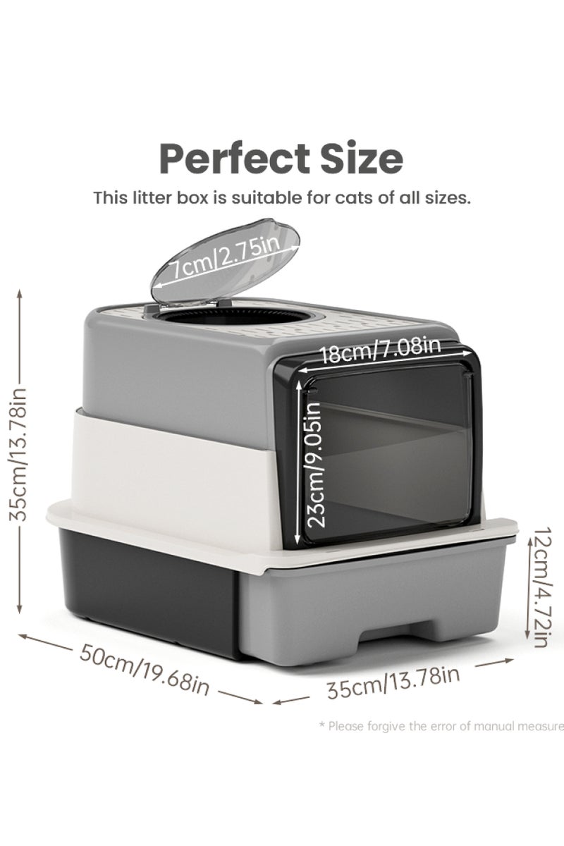ماماتونس صندوق قمامة القطط كبير الحجم مع درج ومساحة للدخول والخروج في اتجاهين، تصميم مغلق، سهل التنظيف، مناسب لجميع أحجام القطط - Image 2