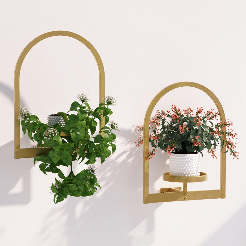 Flenpptly Wall Plant Holder Wall Planter for Indoor Plants Window Plant shelves for Multiple Plants Indoor Outdoor Framed Plant Holder for Home Decor 2 Pack - Image 2