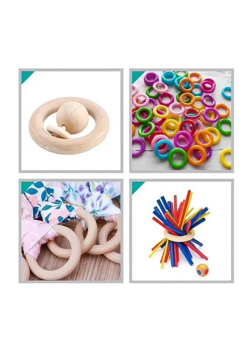Wood Circles Beads, Wooden Ring - 12 Pieces 10 cm - Image 3