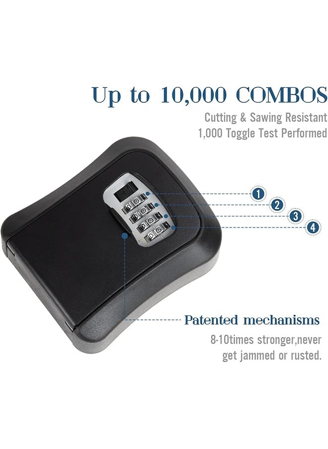 erorex - Key Lock Box Waterproof Lock Box For House Keys Portable Combination Lockbox Wall Mounted Hanging Key Storage Box Resettable Code Safe Security Lock Box - Image 1
