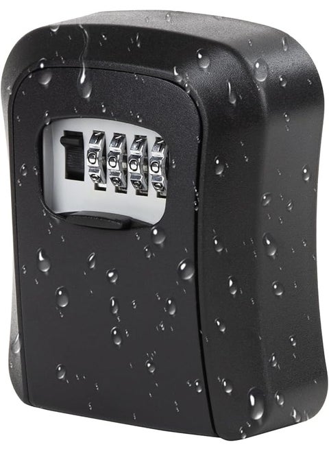 Key Lock Box Waterproof Lock Box For House Keys Portable Combination Lockbox Wall Mounted Hanging Key Storage Box Resettable Code Safe Security Lock Box