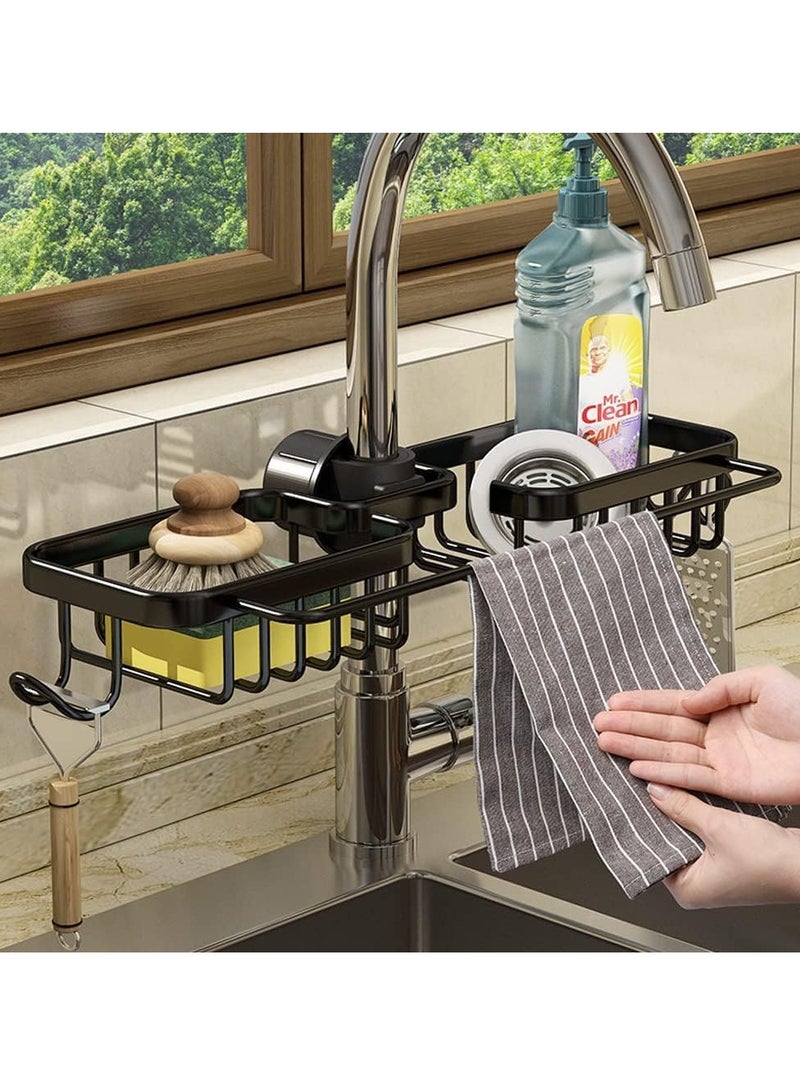 MIXDE Sponge Holder Over Faucet Kitchen Sink Caddy Organizer, Stainless Steel Detachable Hanging Faucet Drain Rack for Bathroom, Scrubbers, Soap - Image 1