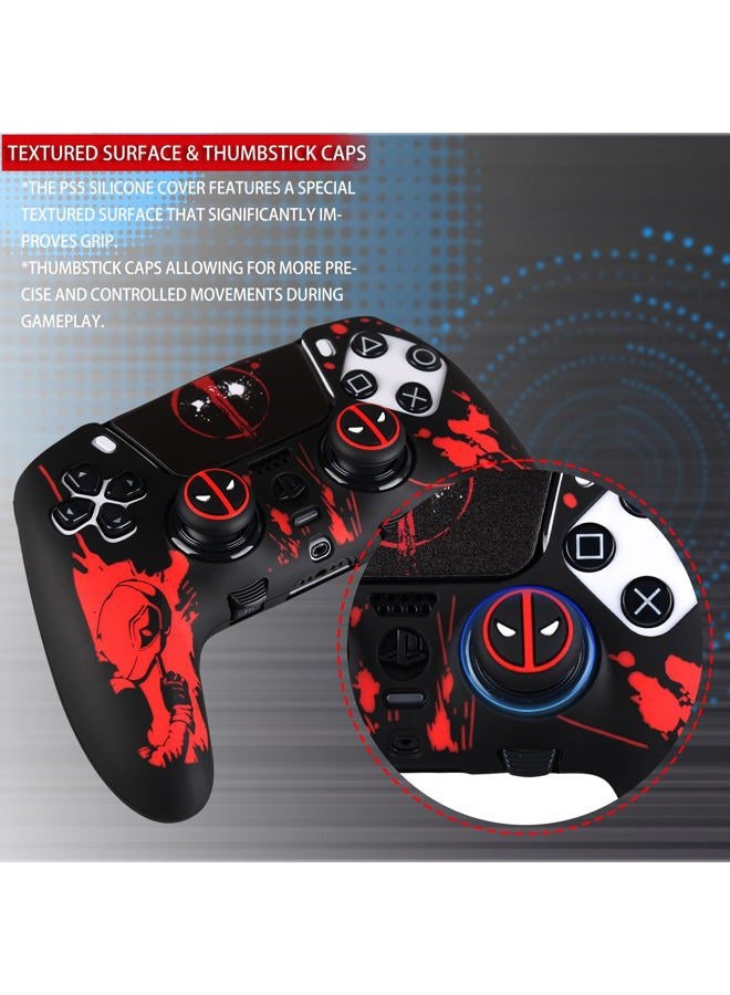 YoRHa Non-Slip Silicone Cover for PS5 Edge Elite Controller with Thumbstick Caps x 2 & Sticker x 1(Depool Theme) - Image 2