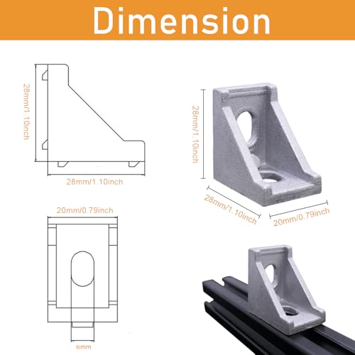 QIJINTRID 20 Sets 2020 Series Aluminum Extrusion Profile Connector,20pcs Extruded 2020 Corner Bracket,with 40pcs Sliding T Nuts and Screws, for T Slot Aluminum Extrusion Profile Accessories - Image 3