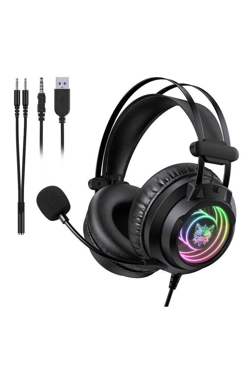 onikuma Gaming Wired Headset with Mic, Over-Ear Gaming Headphones for PS4/PS5/XOne/XSeries/Nintendo Switch and PC, X80 - Image 1