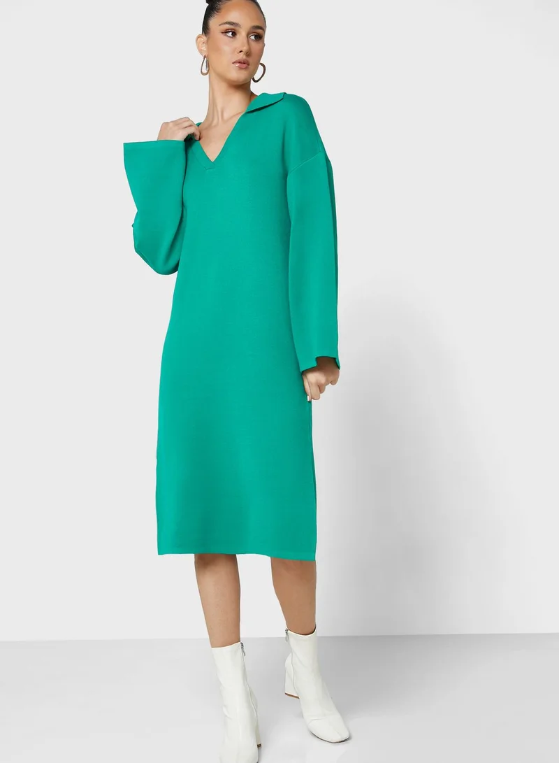 YAS Knitted Polo Neck Dress