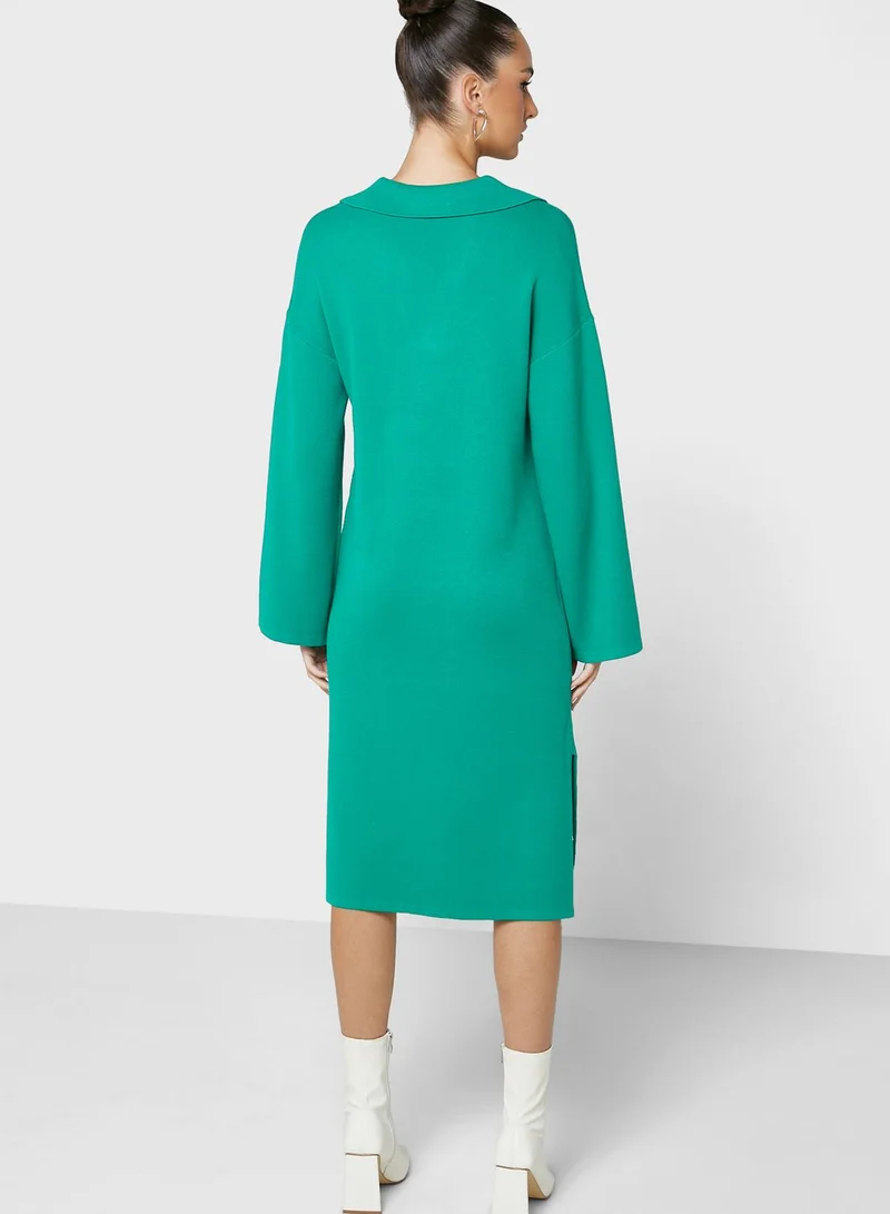 YAS Knitted Polo Neck Dress