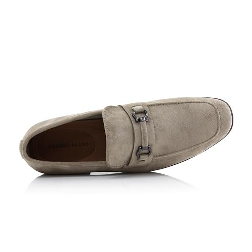 Ferro Aldo Men's Demitri Suede Horsebit Loafers | Classic Slip-On Moc Toe Dress Shoes | MFA19683 | in Beige Suede, Size 10 - Image 5