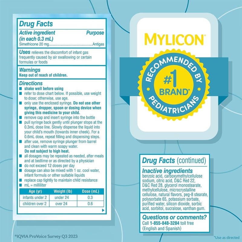 Mylicon قطرات تخفيف الغاز للأطفال والرضع، التركيبة الأصلية، 1 أونصة سائلة - Image 5