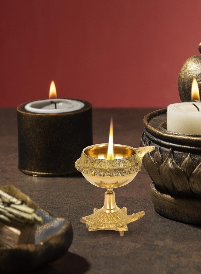 زاب إمبيكس مصباح زيت نحاسي تقليدي من Zap impex، مصباح ديا نحاسي عميق، مصباح زيت هندي، مصباح ديوالي بوجا، مصباح ديا على شكل سلحفاة كوبر (1) - Image 3