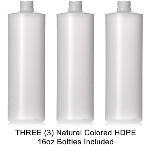 Aromine 16oz Natural Color HDPE Squeeze Bottles with Disc Cap and Squirt Cap (3 Pack) (16oz) - Image 2