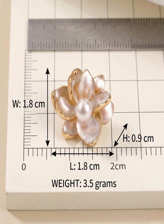 Nextcart Gold Plated Pearl Flower Stud Earrings for Women & Girls Stylish - Alloy, Hypoallergenic, Lightweight Floral Design - Trendy Korean & Western Modern Statement Fashion Jewelry Gift Set Pair - Image 5