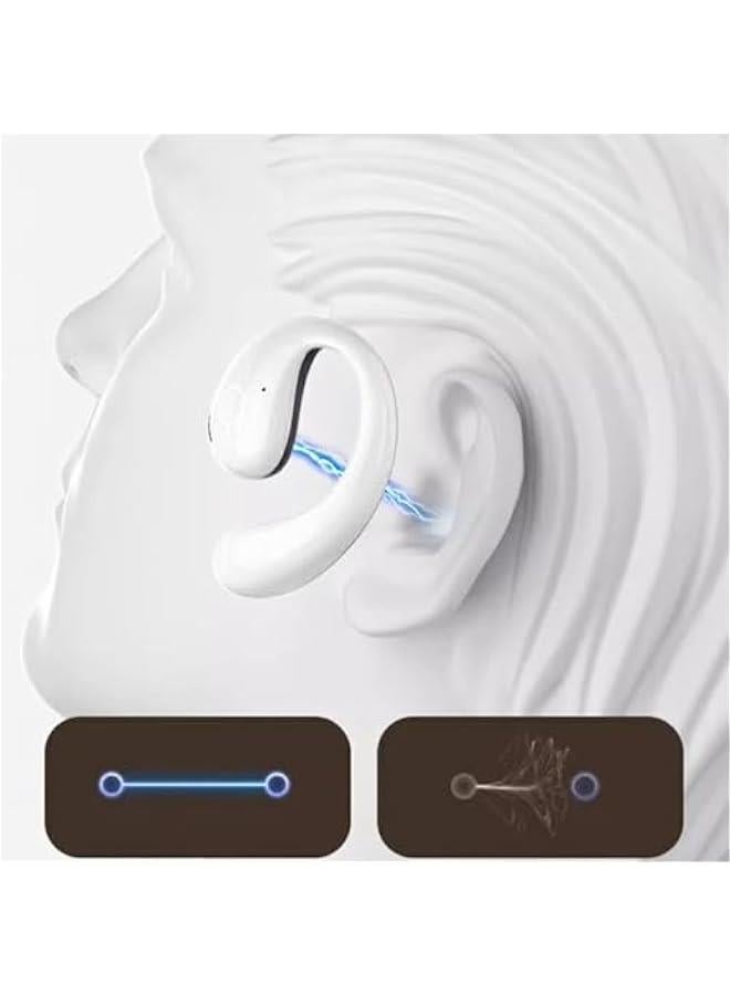 Open Ear Earbuds Cordless Headphones, Bluetooth 5.4 Sports Earphones with Ergonomic Earhook, Over Ear Bud with LED Power Display 42H Playtime for Cycling Running Workout (White) - Image 3