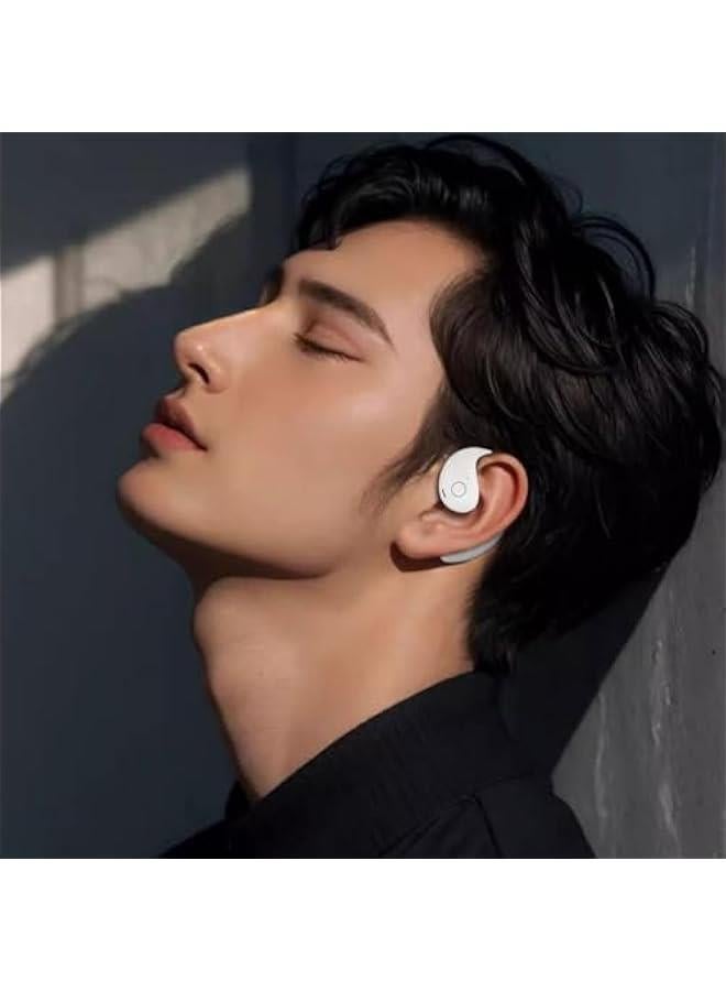 Open Ear Earbuds Cordless Headphones, Bluetooth 5.4 Sports Earphones with Ergonomic Earhook, Over Ear Bud with LED Power Display 42H Playtime for Cycling Running Workout (White) - Image 5