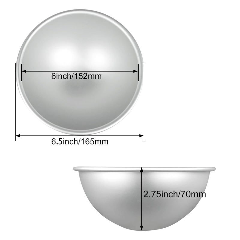 Qicfrk 2 Pcs Cake Sphere Pan 6.5 Inche 3D Half Sports Ball Cake Pan Anodized Aluminum Hemisphere for Birthday Create Any Ball Shaped Cake DIY - Image 2