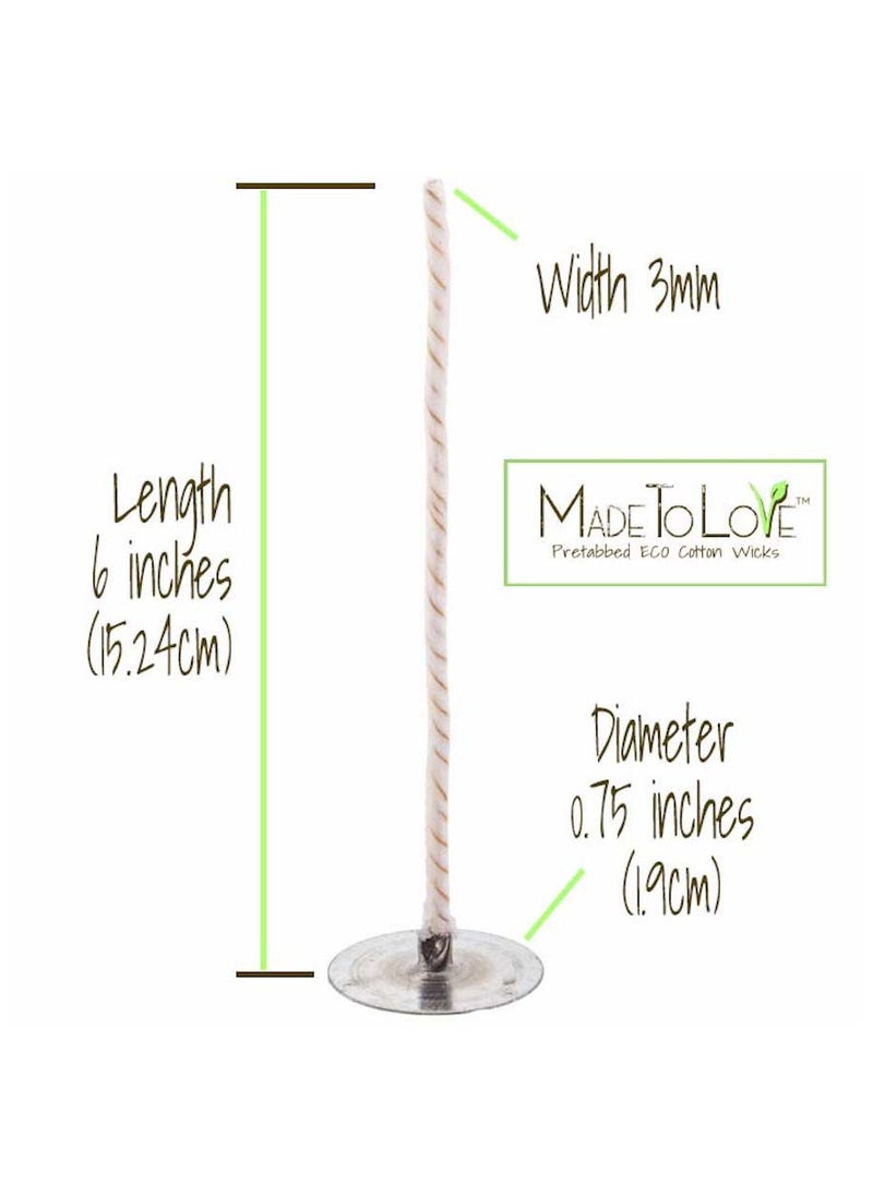 Made To Love - Made To Love™ 6 Inches ECO Wicks Pre-Waxed For Soy Candle Making | Thick Candle Wick With Base For Candle Making And DIY Projects | Paraffin-Free | Candle Making Supplies ECO 8 - Image 1
