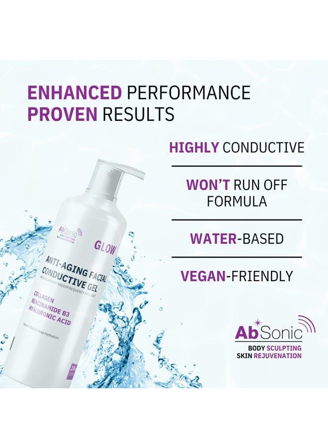 Absonic Glow Microcurrent Conductive Gel - Anti-Aging Serum Enriched with Hyaluronic Acid, Collagen, Niacinamide B3 for Facial, LED, RF & Nuface Devices - 8.5oz Bottle - Made in USA - Image 4