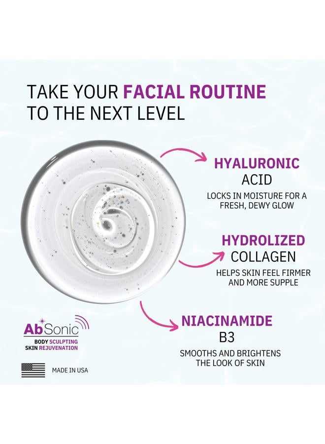 Absonic Glow Microcurrent Conductive Gel - Anti-Aging Serum Enriched with Hyaluronic Acid, Collagen, Niacinamide B3 for Facial, LED, RF & Nuface Devices - 8.5oz Bottle - Made in USA - Image 2