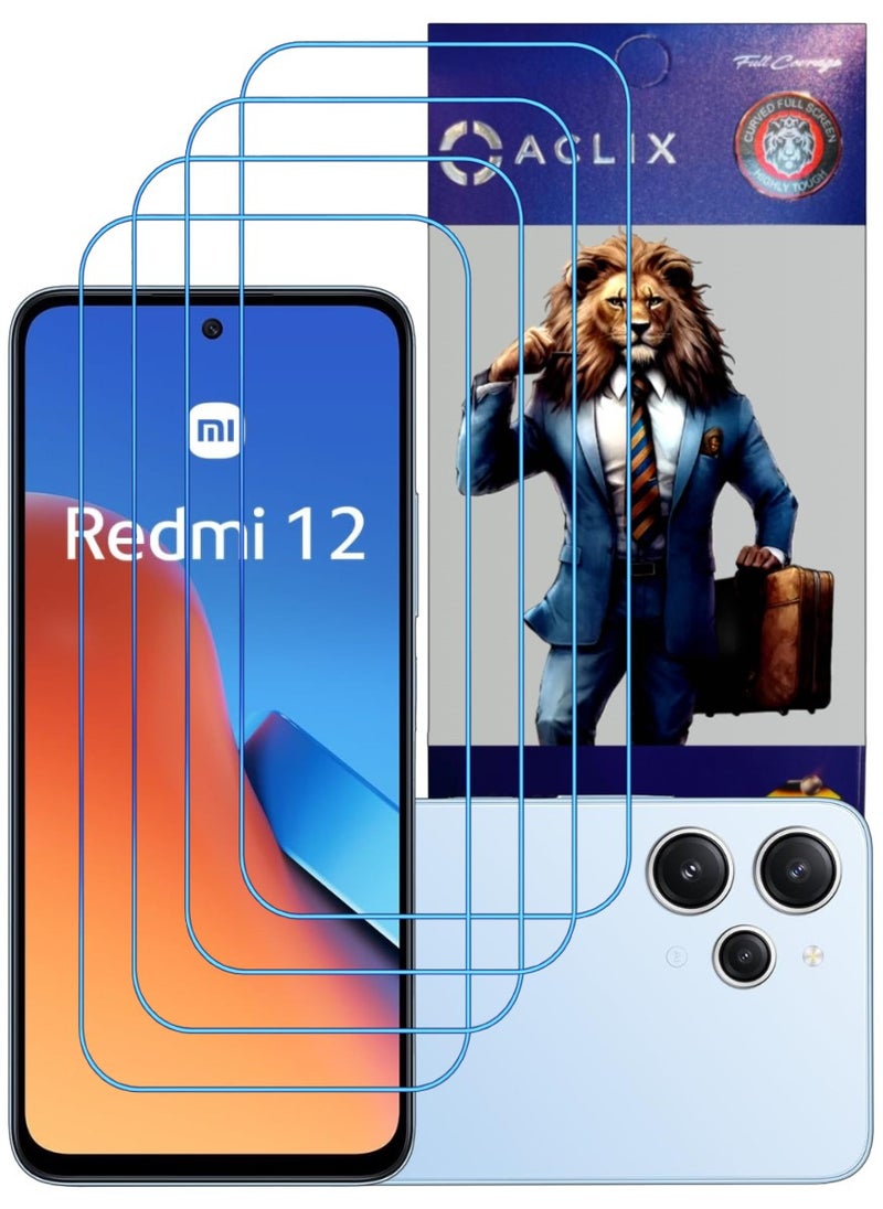 ACLIX 4 Pieces Antistatic ESD Dustproof Premium Quality High Definition Clear Tempered Glass Screen Protector Designed For Xiaomi Redmi 12 - Image 1