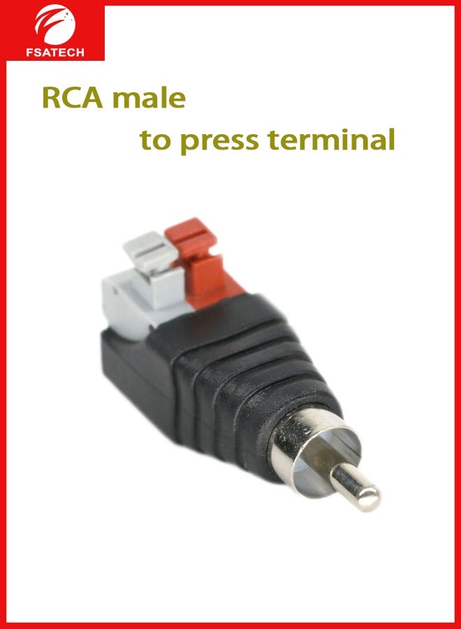 FSATECH 10 PCS Speaker Wire Cable To Audio Male Cable Professional Jack Press Plug RCA Connector Adapter Cable - Image 1