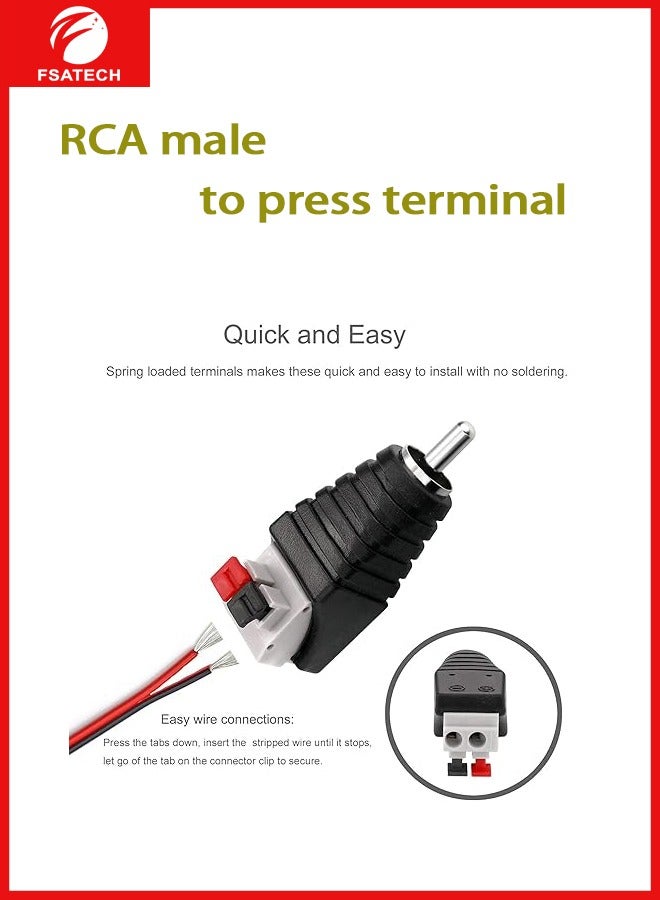 FSATECH 10 PCS Speaker Wire Cable To Audio Male Cable Professional Jack Press Plug RCA Connector Adapter Cable - Image 3