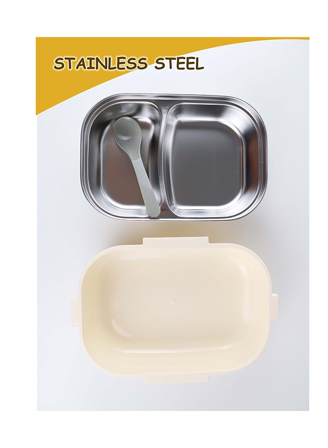 Toshionics Stainless Steel Lunch Box – 1.4L – with 2 Compartments, Microwave Safe, Spoon, Leakproof Lid, BPA Free, Freezer & Dishwasher Safe – for Kids & Adults – Ideal for School, Office, Travel – 20 x 14 x 5 cm - Image 3