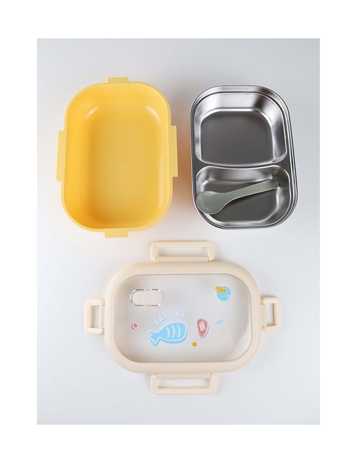 Toshionics Stainless Steel Lunch Box – 1.4L – with 2 Compartments, Microwave Safe, Spoon, Leakproof Lid, BPA Free, Freezer & Dishwasher Safe – for Kids & Adults – Ideal for School, Office, Travel – 20 x 14 x 5 cm - Image 1