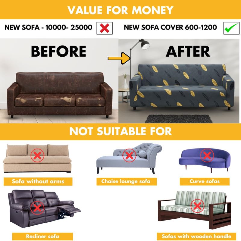 Bigkart Elastic Sofa Covers for 3 Seater Sofas | Polyster-Spandex, Stretchable, Sofa Covers for Single, Double and Triple Seater Sofas - Image 5