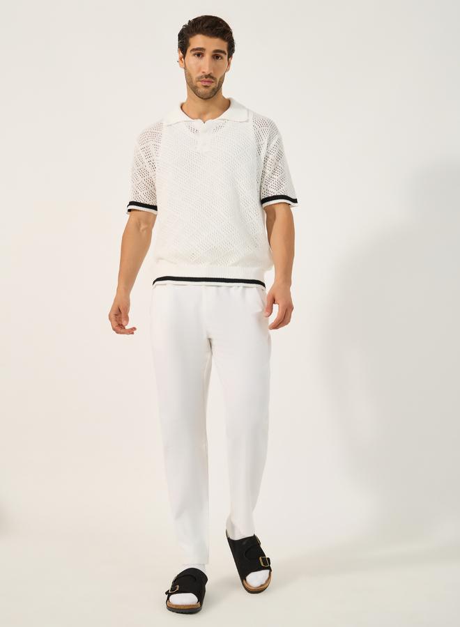 Styli Textured Knitted Regular Fit Polo T-Shirt  - Image 2