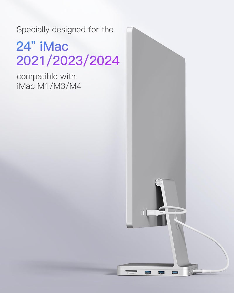 Inateck USB C Hub for iMac, Docking Station Compatible with iMac 24 Inch 2021/2023, USB 3.2 Gen 2, 8-in-1 Aluminium USB Hub with NVMe SSD Enclosure, USB C 10 Gbps and SD/TF Card Reader, DK2001 - Image 2