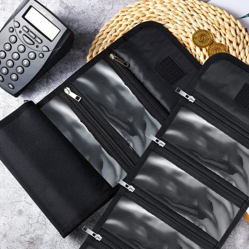 Saintrygo Money Organizer, Money Wallet for Cash with 8 Zippered Pockets Multipack Cash Bill Organizer Envelope Wallet for Budgeting Savings Travel Currencies Receipt Coupons Tips, Black(Black) - Image 5