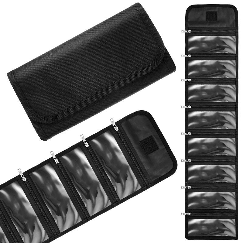 Saintrygo Money Organizer, Money Wallet for Cash with 8 Zippered Pockets Multipack Cash Bill Organizer Envelope Wallet for Budgeting Savings Travel Currencies Receipt Coupons Tips, Black(Black) - Image 1