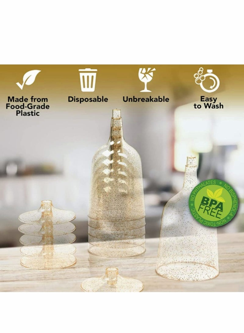 Plastic Glasses 20 pieces Gold Glitter Premium Glass for Wedding Anniversary Garden Barbecue Party 190ml - Image 4