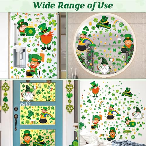 Traplace 305 PCS St Patricks Day Window Clings, 9 Sheets St Patrick's Day Window Stickers with Leprechaun Coins, Double Sided Irish Decal Clings for Hone St. Patrick's Day Decorations Decals - Image 5