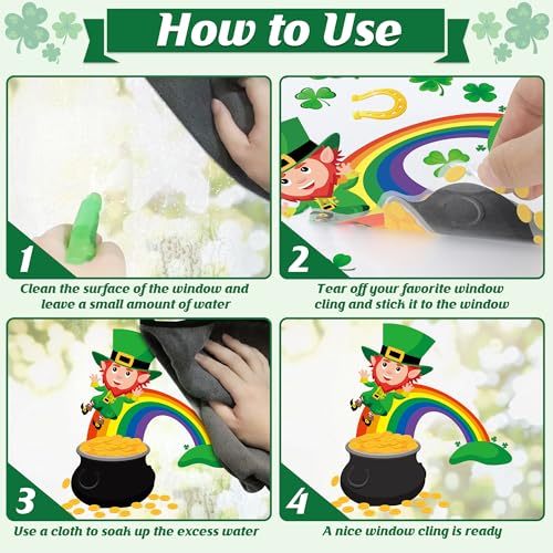 Traplace 305 PCS St Patricks Day Window Clings, 9 Sheets St Patrick's Day Window Stickers with Leprechaun Coins, Double Sided Irish Decal Clings for Hone St. Patrick's Day Decorations Decals - Image 4