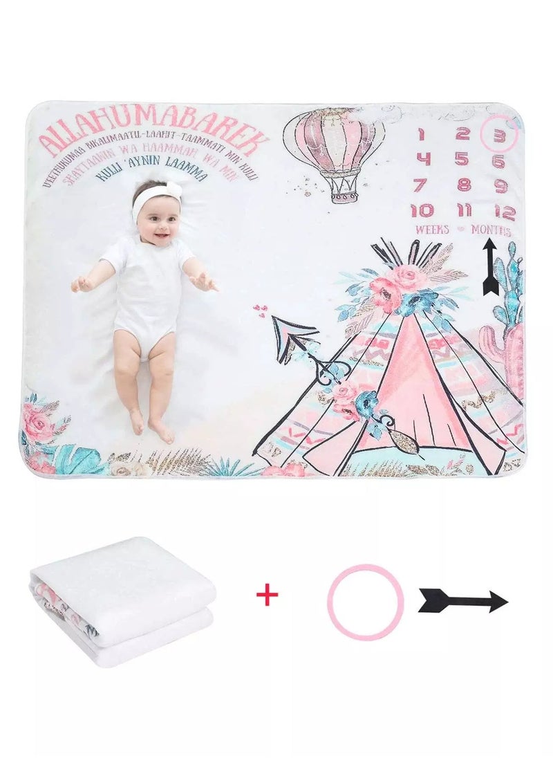 Generic Newborn Unisex Floral & Letter Blanket Photography Prop  - Image 1