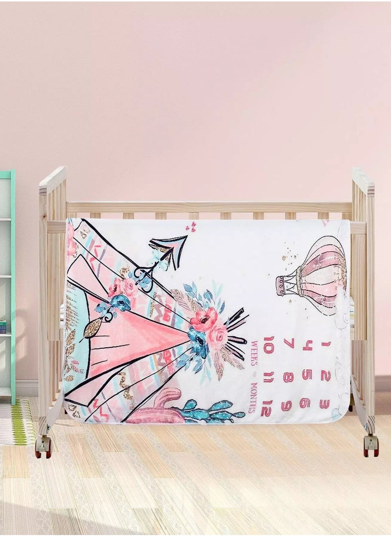 Generic Newborn Unisex Floral & Letter Blanket Photography Prop  - Image 4