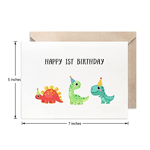 MAGJUCHE Dinosaur 1st Birthday Card For Boy Girl, Kids First Birthday Card For Son, Grandson, Nephew, Daughter, Granddaughter - Image 3