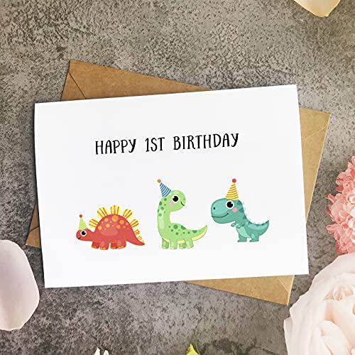 MAGJUCHE Dinosaur 1st Birthday Card For Boy Girl, Kids First Birthday Card For Son, Grandson, Nephew, Daughter, Granddaughter - Image 2