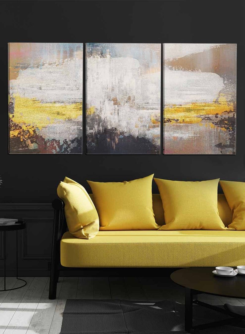 LOWHA Set Of 3 Framed Canvas Wall Arts Stretched Over Wooden Frame, Abstract Oil Paintings, For Home, Living Room, Office Decor - Image 1