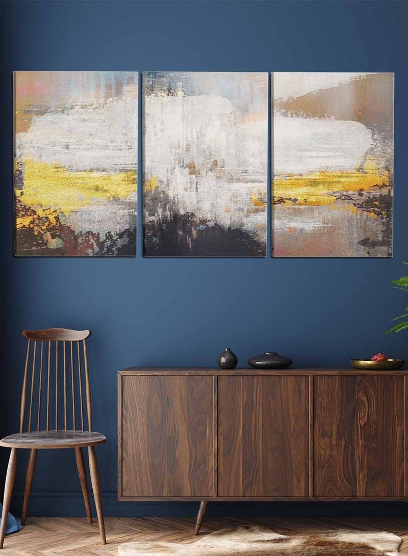LOWHA Set Of 3 Framed Canvas Wall Arts Stretched Over Wooden Frame, Abstract Oil Paintings, For Home, Living Room, Office Decor - Image 4